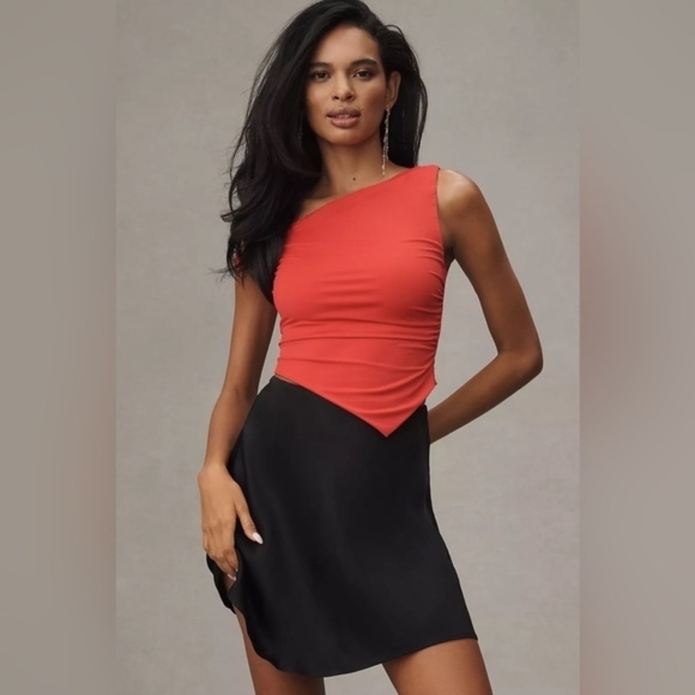 Anthropologie SILKY BLACK TILDA MINI SLIP SKIRT MEDIUM NWT